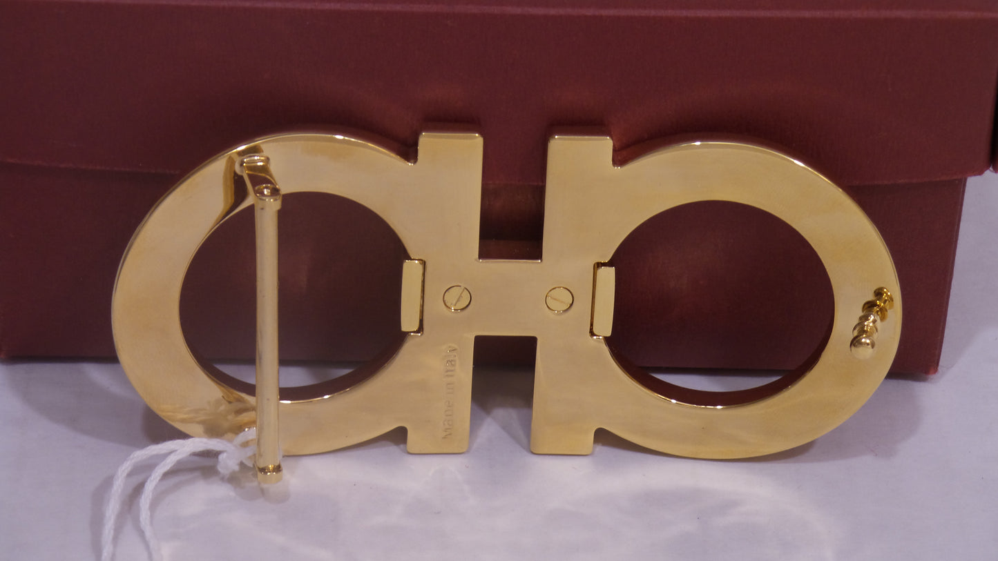 New Black Red Reversible Belt With Big Gold Buckle
