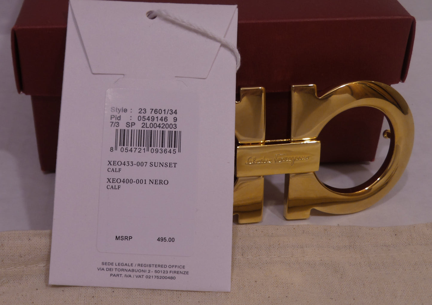New Black Red Reversible Belt With Big Gold Buckle