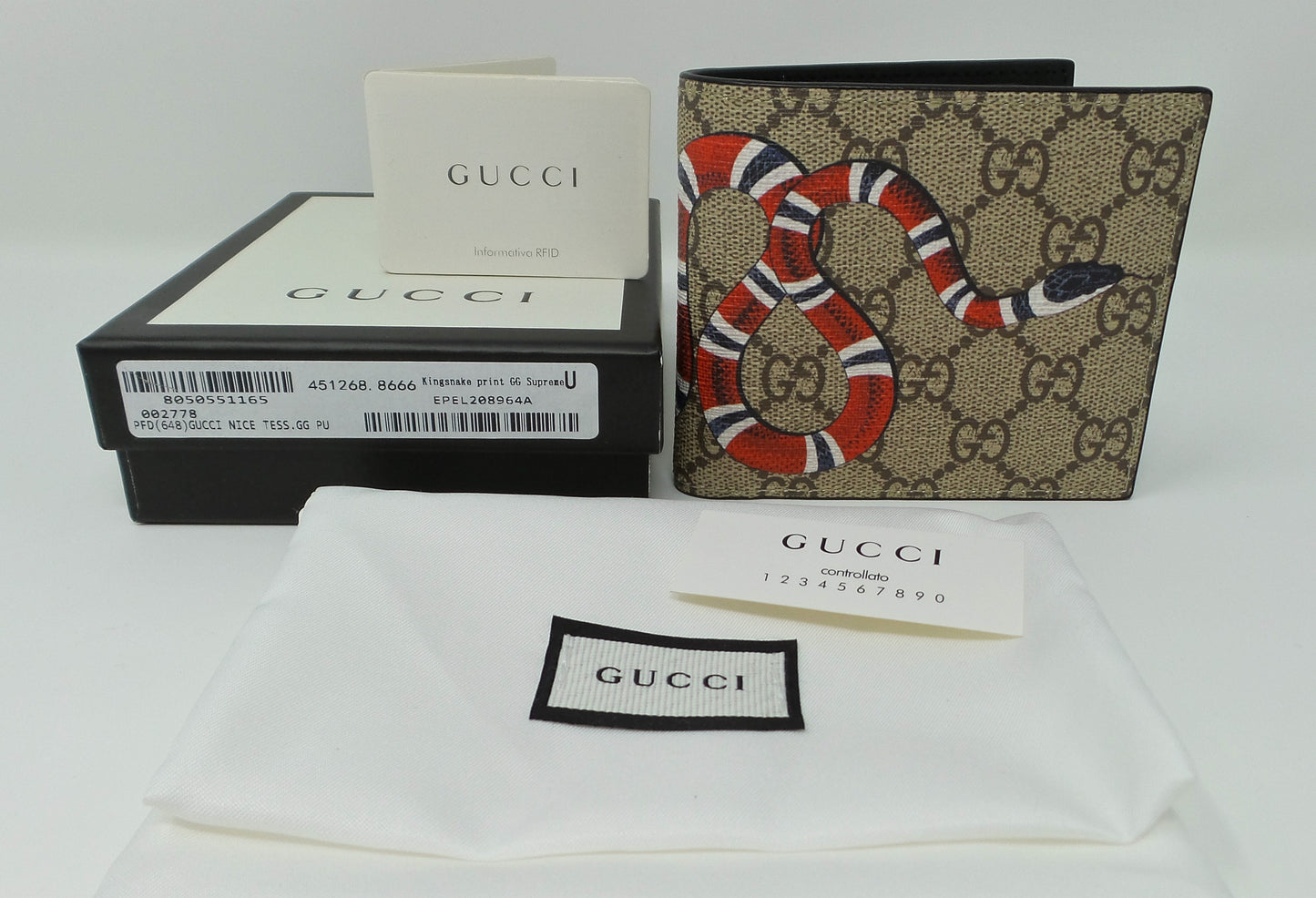 New Kingsnake Print Bifold Wallet Beige/Brown Unisex