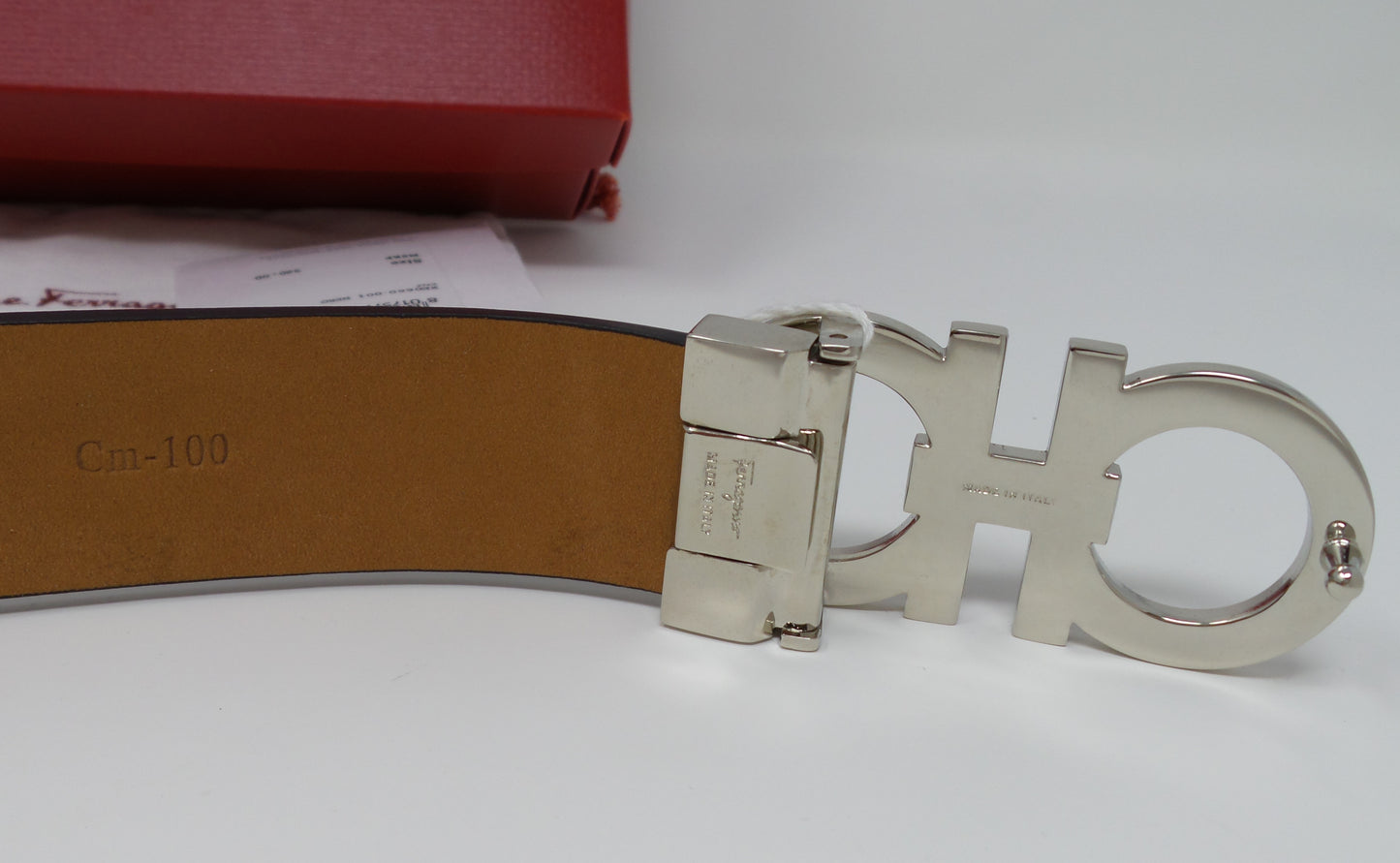 Gancini Medium Buckle Belt Adjustable Black Leather