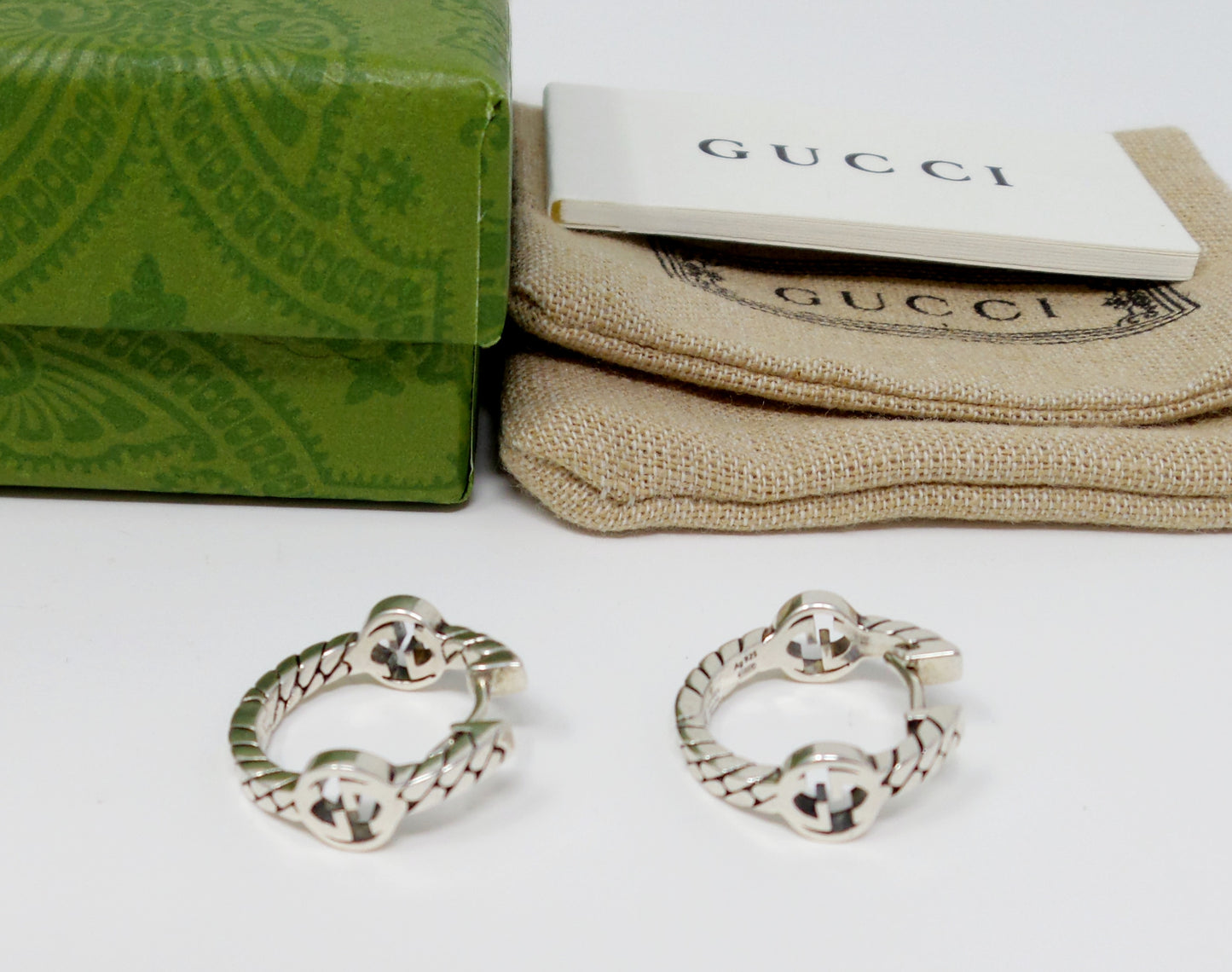 New 925 Silver Hoop Earrings Interlocking G