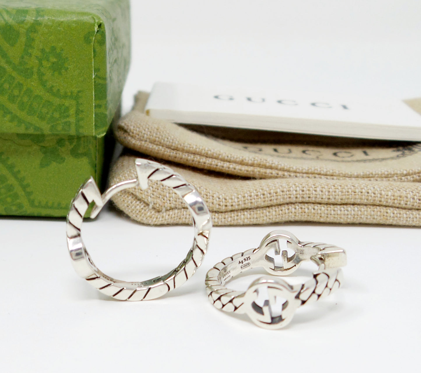 New 925 Silver Hoop Earrings Interlocking G