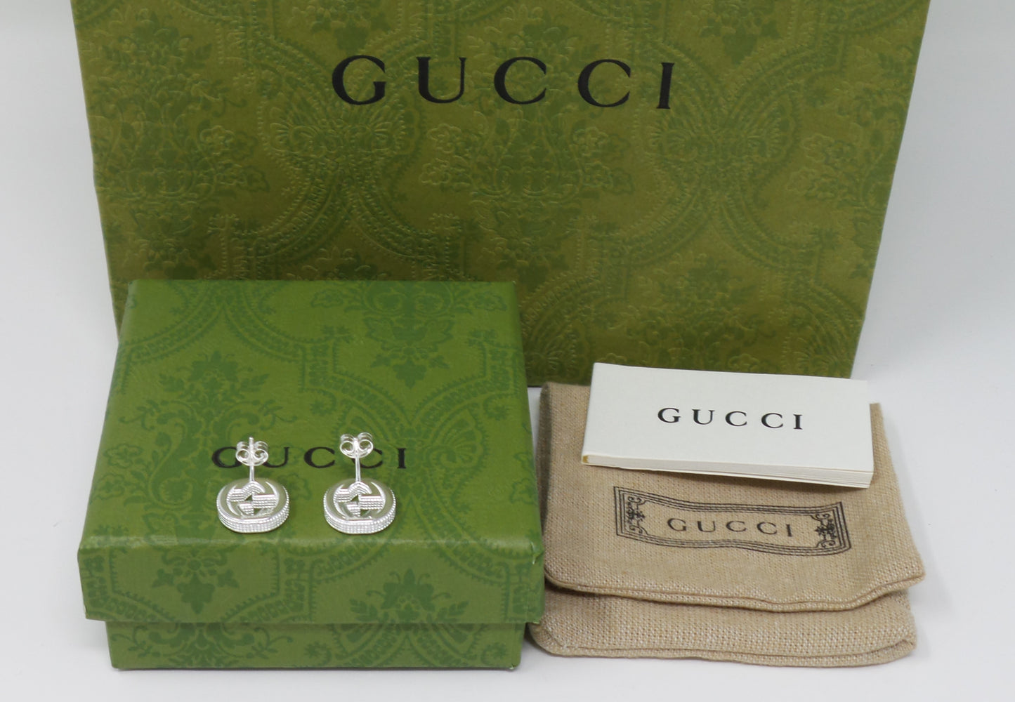 New 925 Silver Earrings Shiny Interlocking G