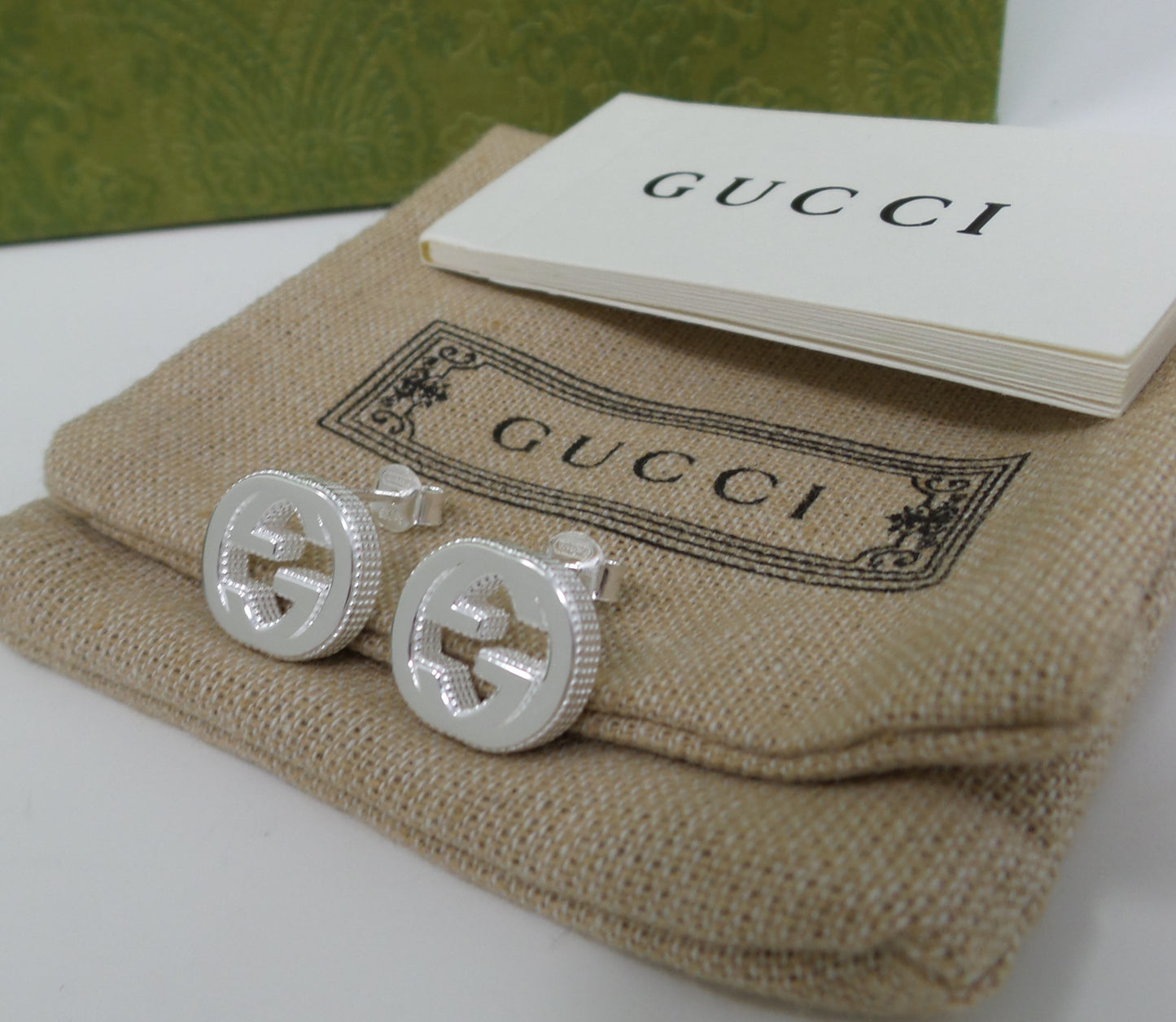 New 925 Silver Earrings Shiny Interlocking G