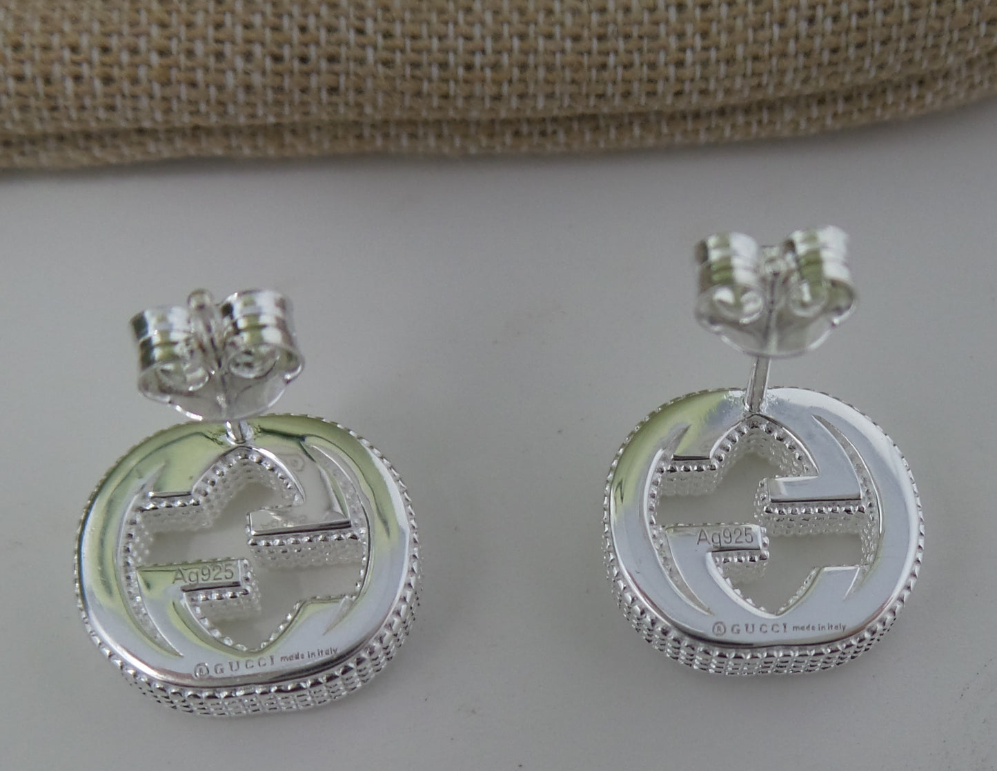 New 925 Silver Earrings Shiny Interlocking G