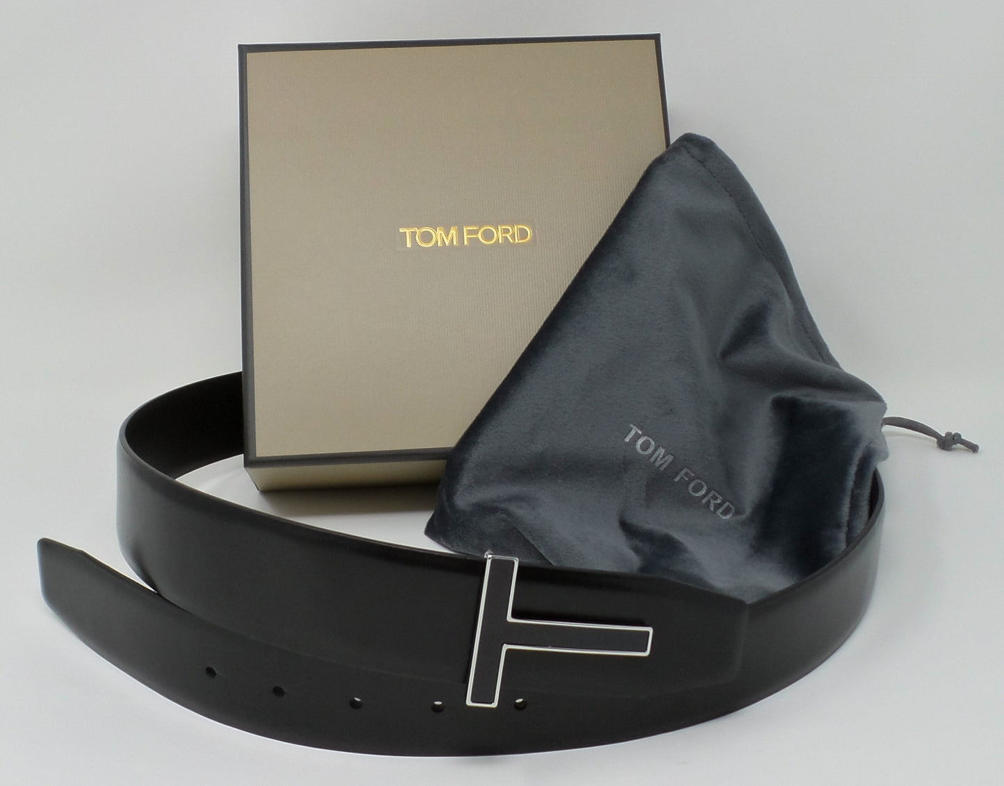 New Black Leather Belt With Black/Silver T Buckle