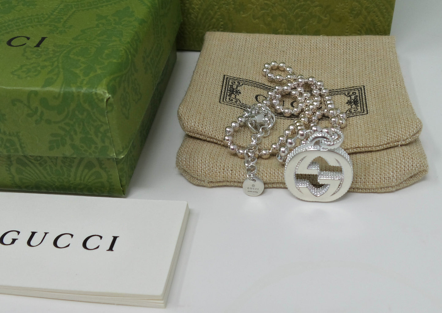 925 Silver Shiny Interlocking G Necklace