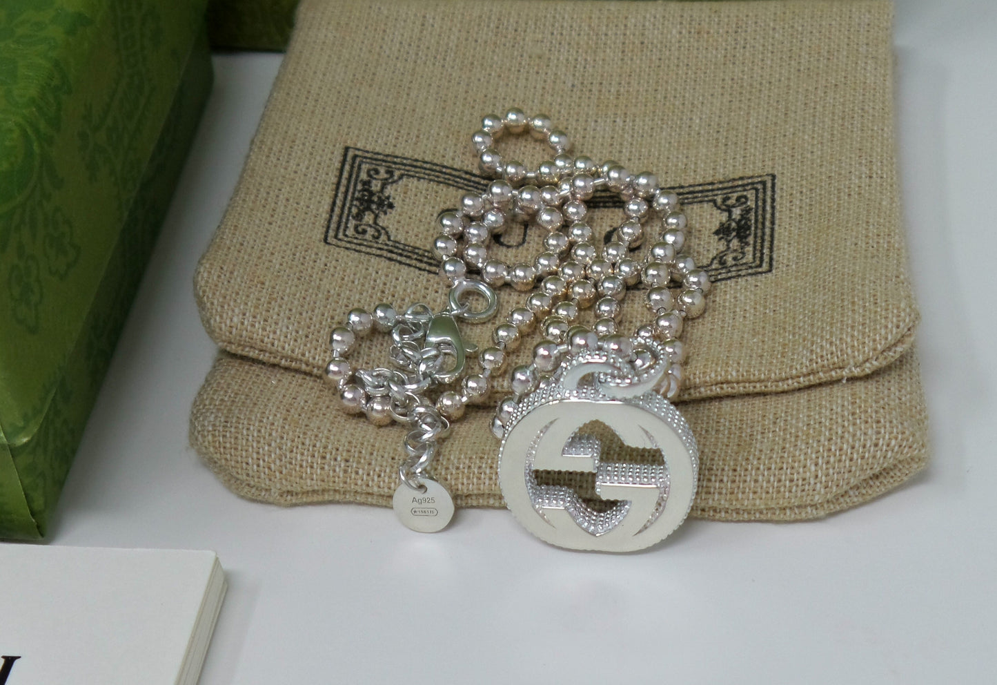 925 Silver Shiny Interlocking G Necklace