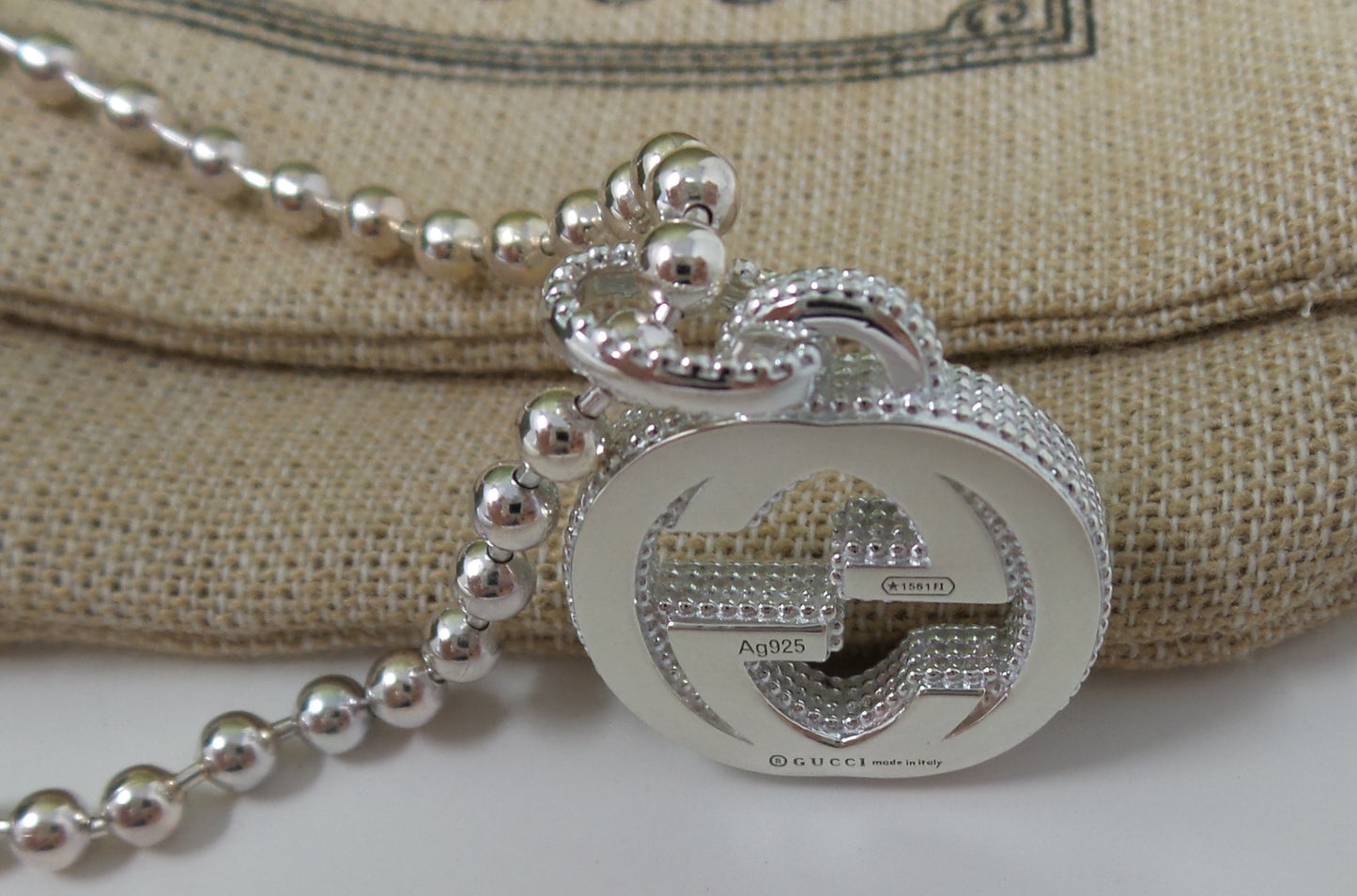925 Silver Shiny Interlocking G Necklace