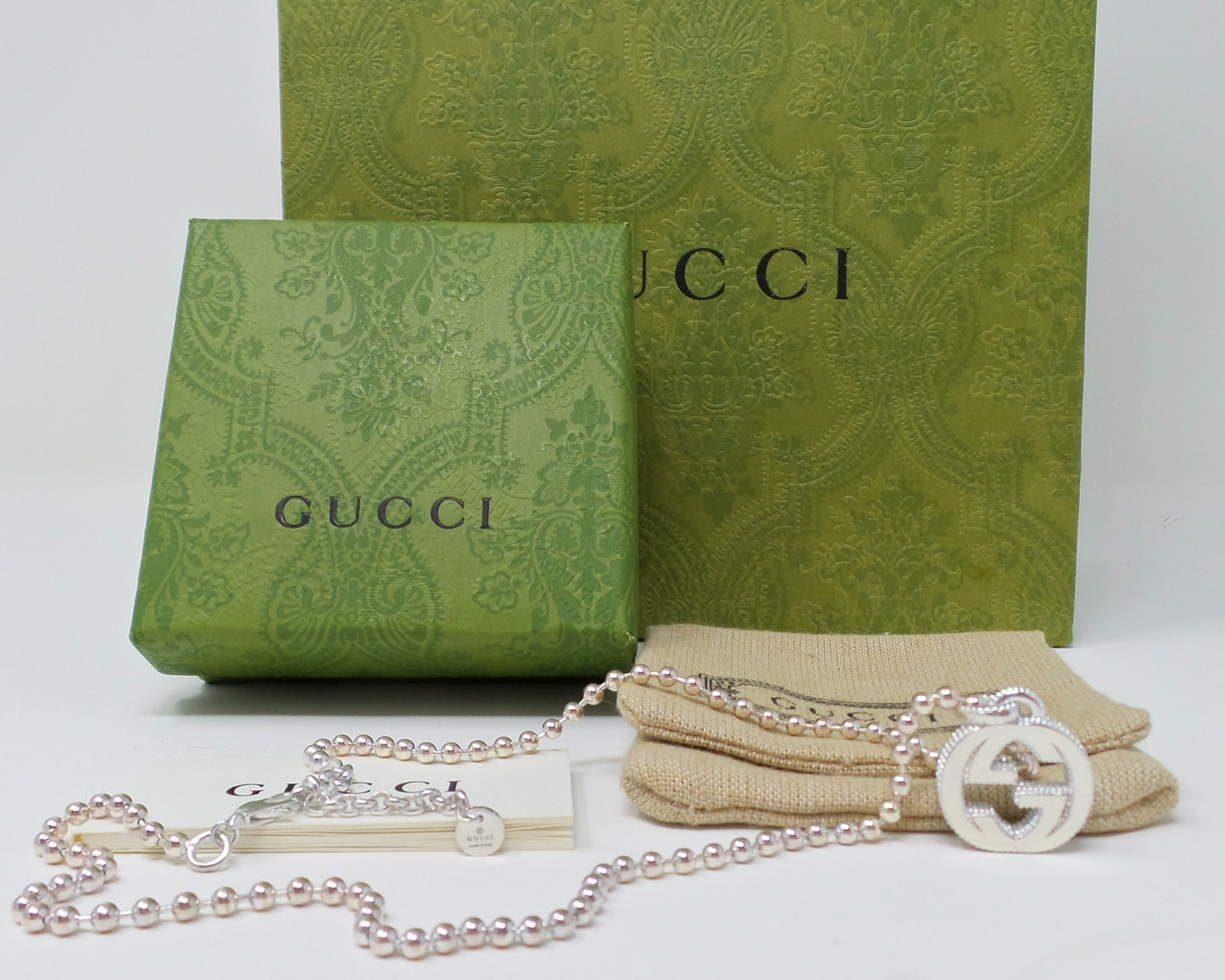 925 Silver Shiny Interlocking G Necklace