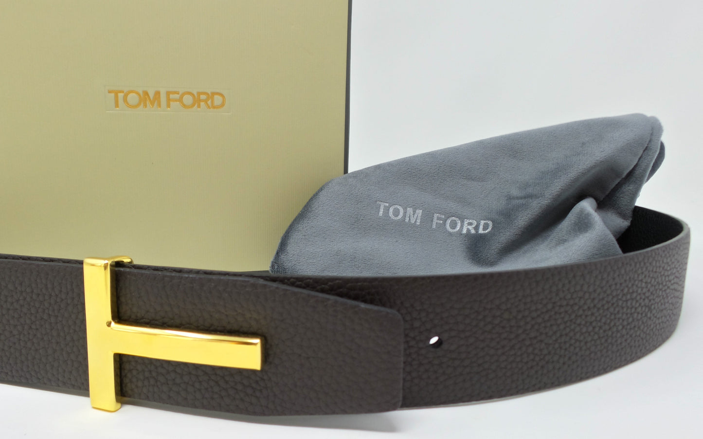 New Soft Grain Leather Reversible Black / Brown Belt With Gold T Buckle
