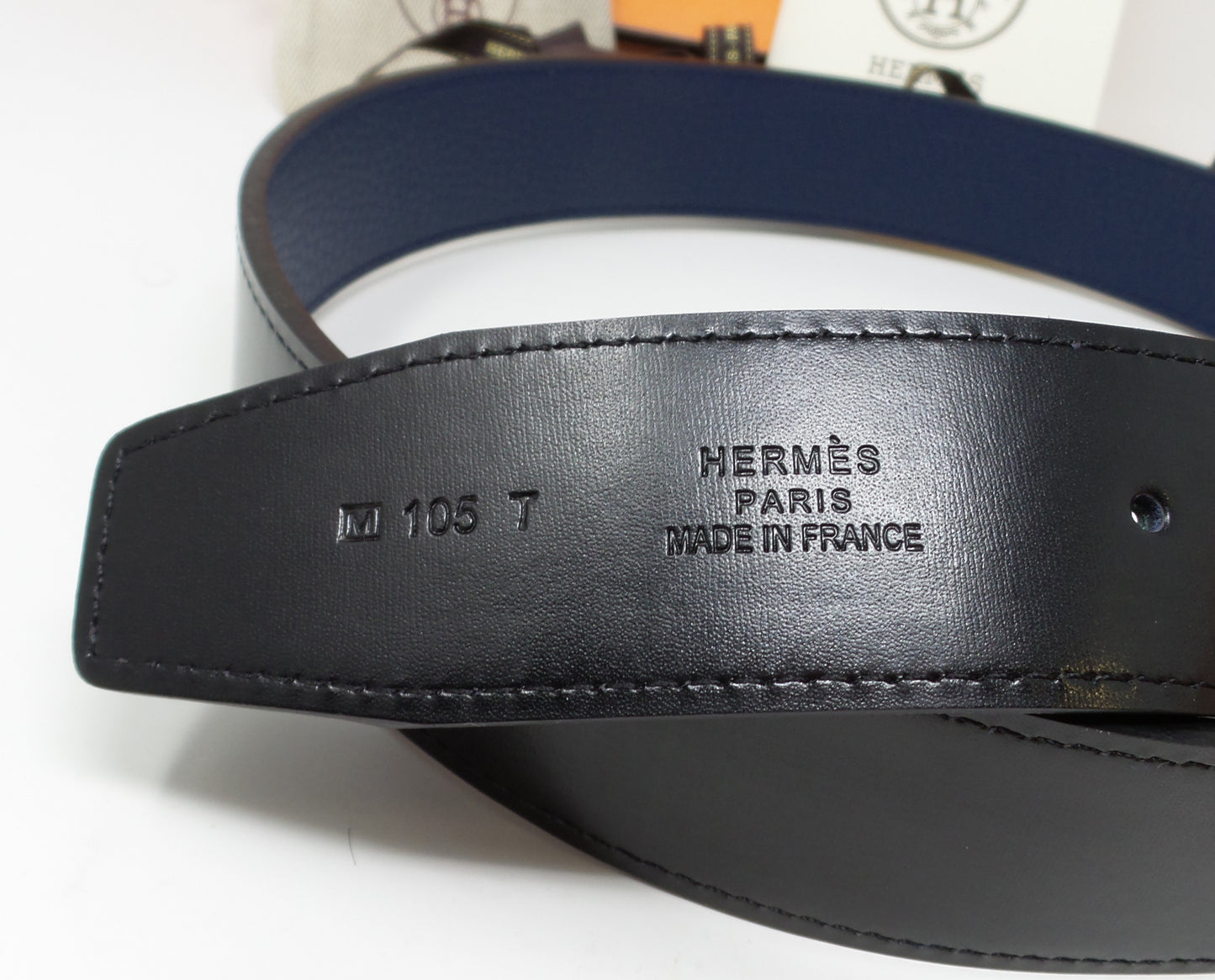 Navy Blue / Black Reversible Belt With Silver Constance Buckle