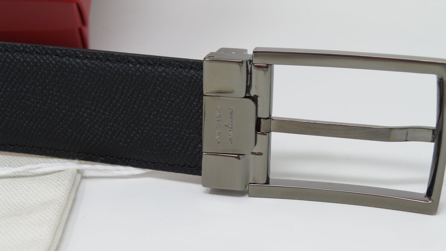 New Reversible Brown / Black Leather Gancini Adjustable Belt