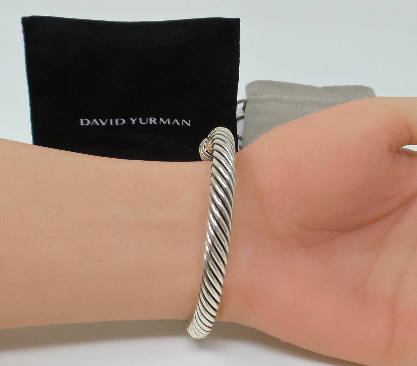 DY Classic Cable Bracelet Sterling Silver And 14k Gold Blue Topaz Gemstone