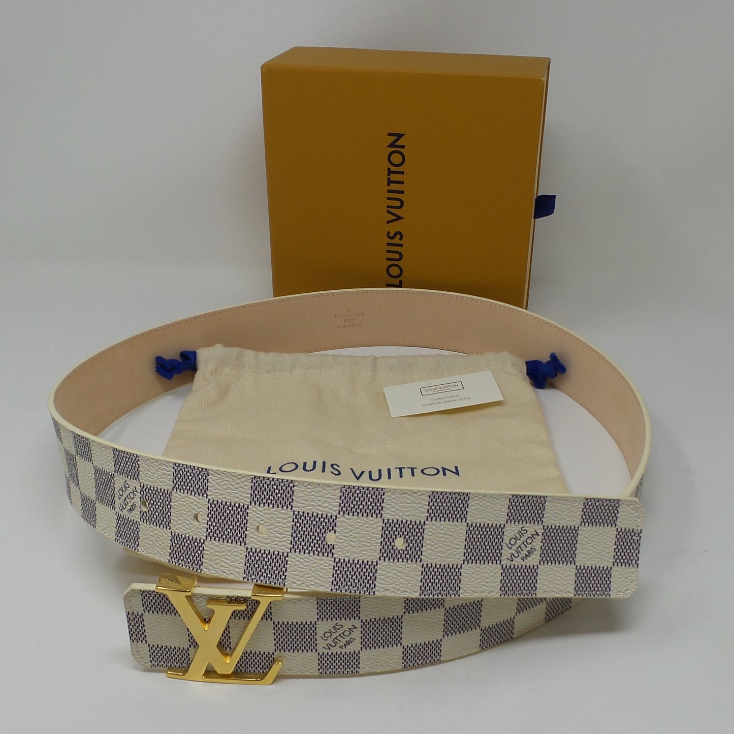 FLASH SALE ITEM White Damier Belt Gold Buckle Size 95