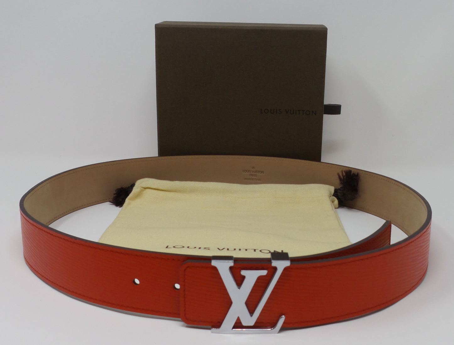 Unisex Red Epi Belt with Silver Buckle