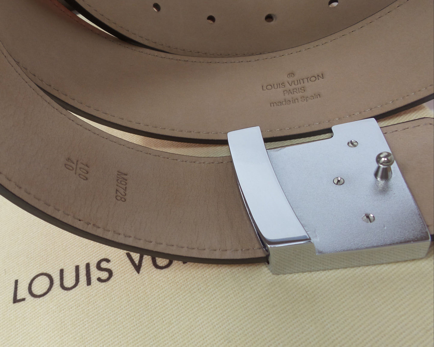 Unisex Red Epi Belt with Silver Buckle