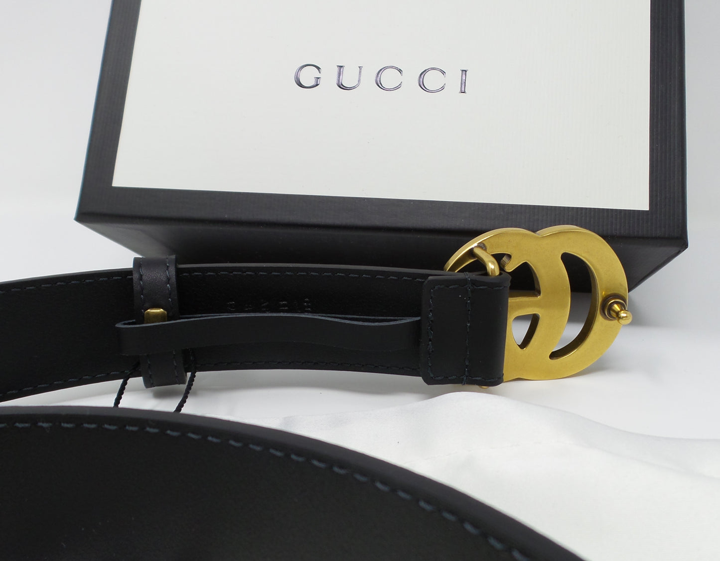 Thinner Strap Black Leather Marmont Belt Smaller Buckle
