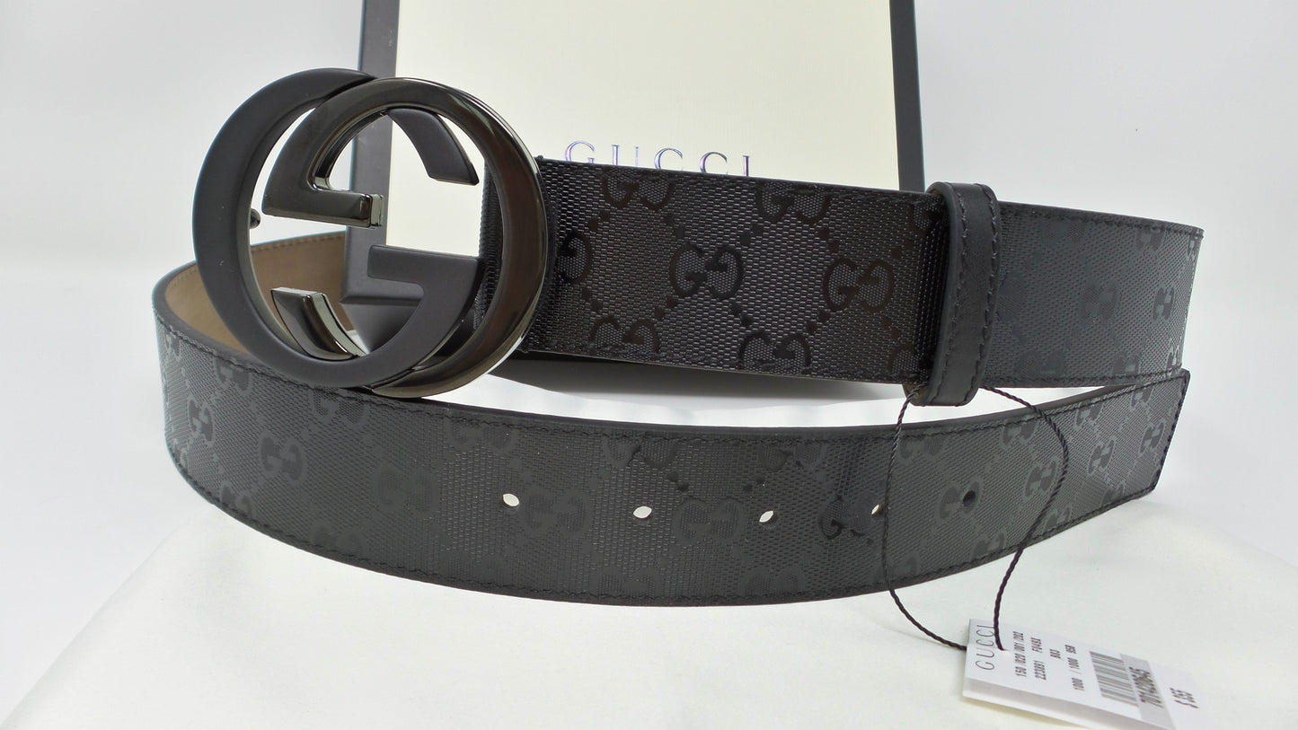 New Black Shiny Imprime Belt Unisex
