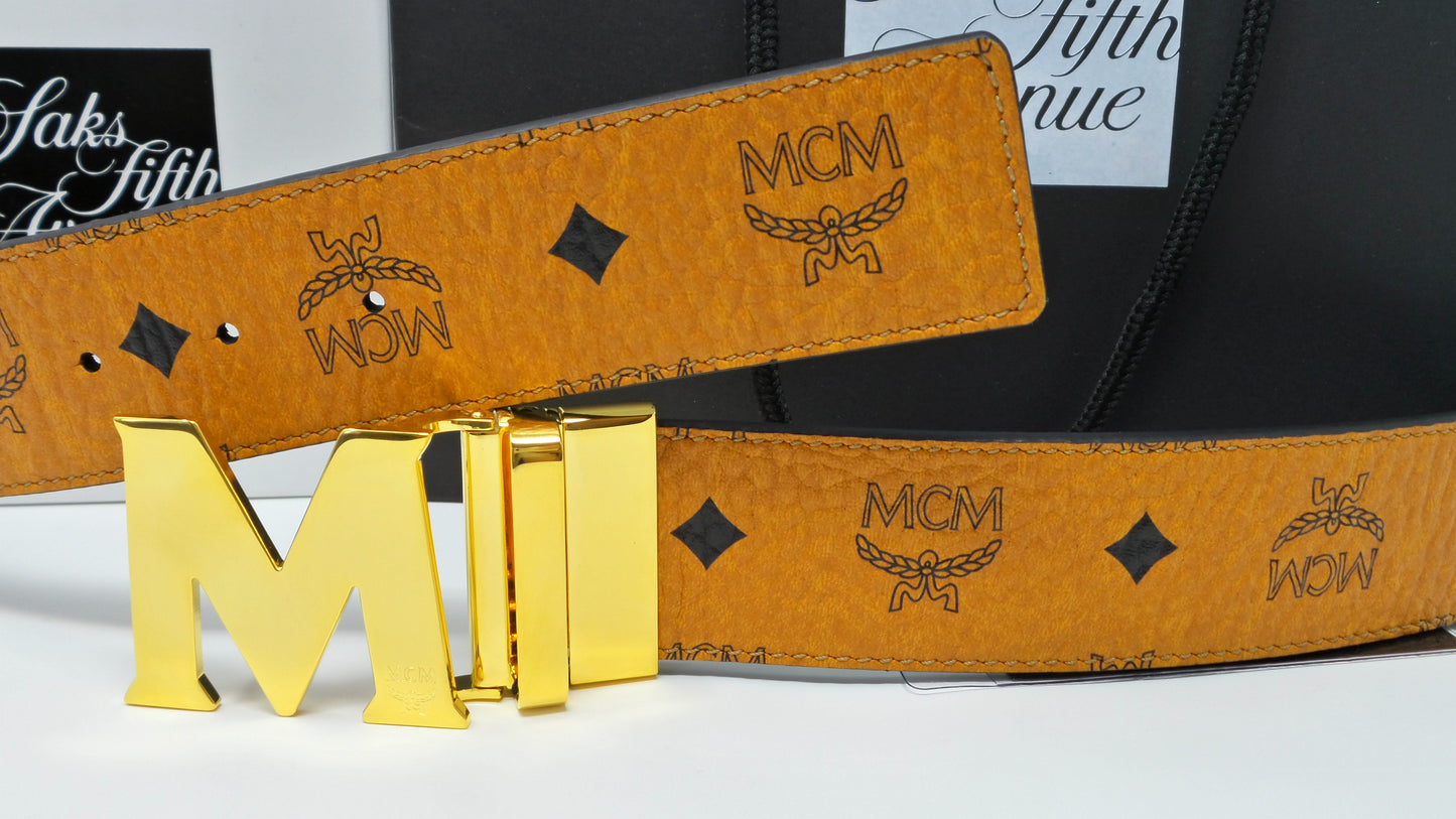 New Reversible Claus M Belt Gold Buckle