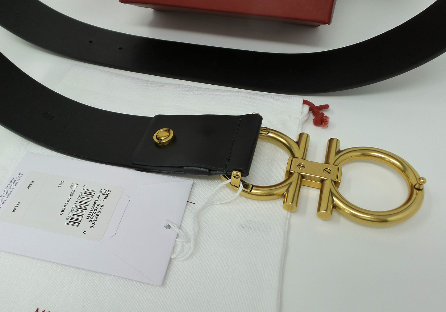 New Adjustable Gancini Belt Brass Buckle Black Casual Unisex