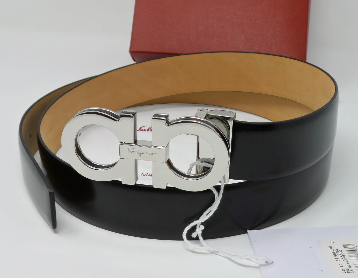 Adjustable Gancini Belt Silver / Black Medium Size Buckle