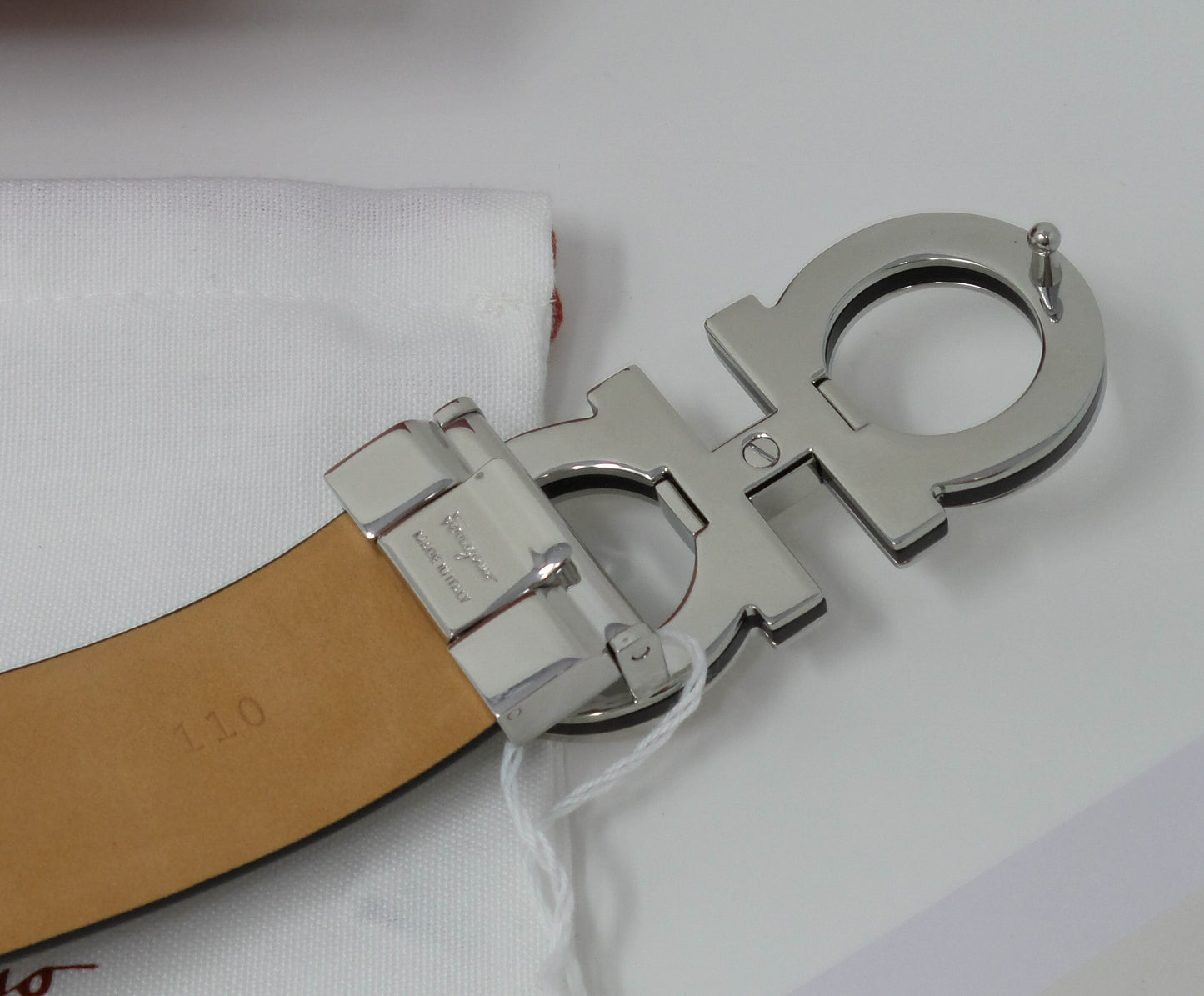 Adjustable Gancini Belt Silver / Black Medium Size Buckle