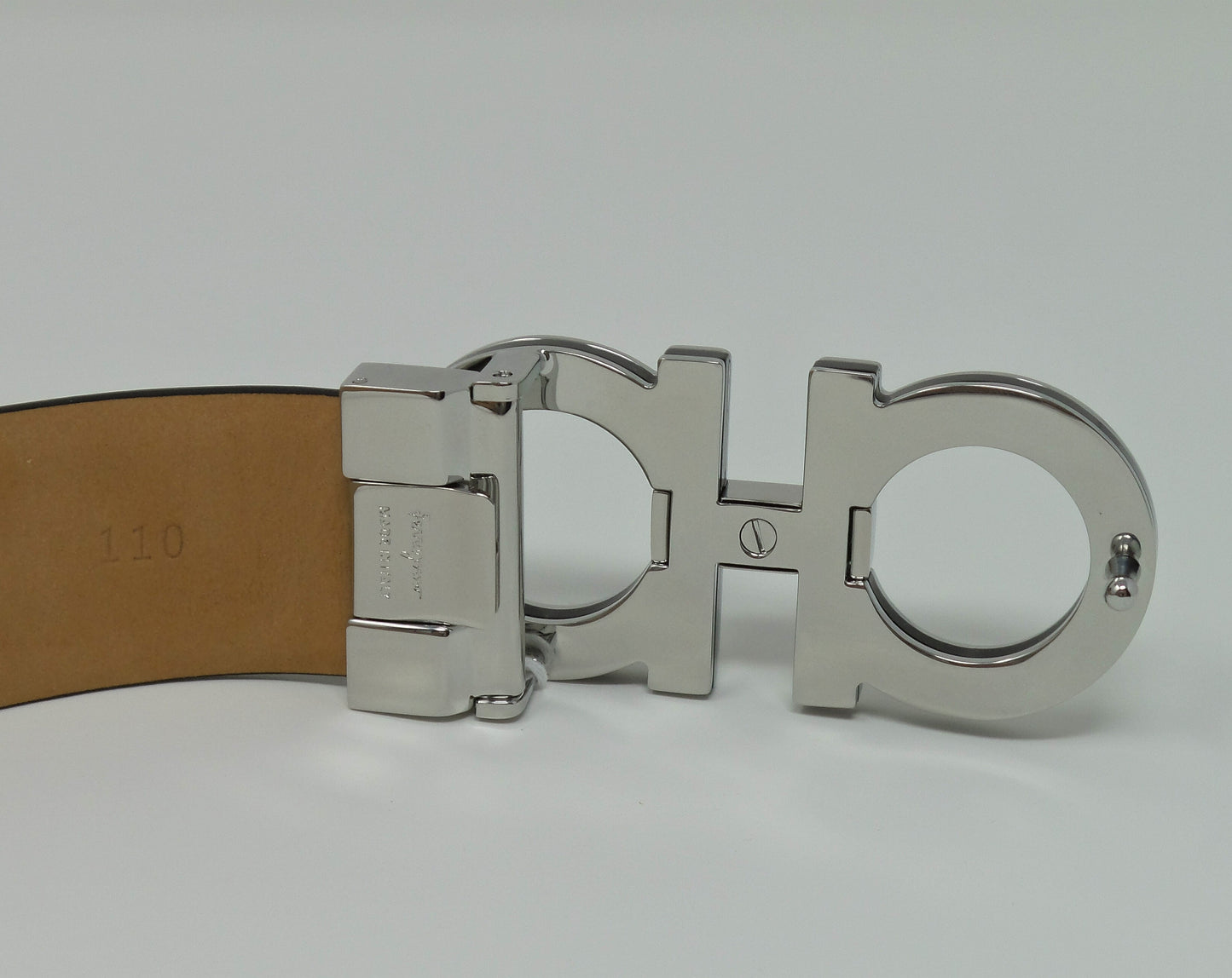Adjustable Gancini Belt Silver / Black Medium Size Buckle