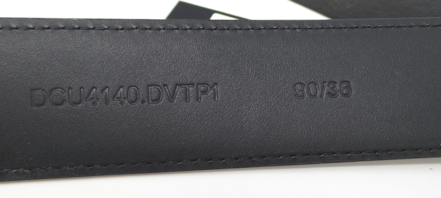 Black Leather Belt With Silver Medusa Buckle Unisex