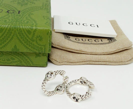 New 925 Silver Hoop Earrings Interlocking G