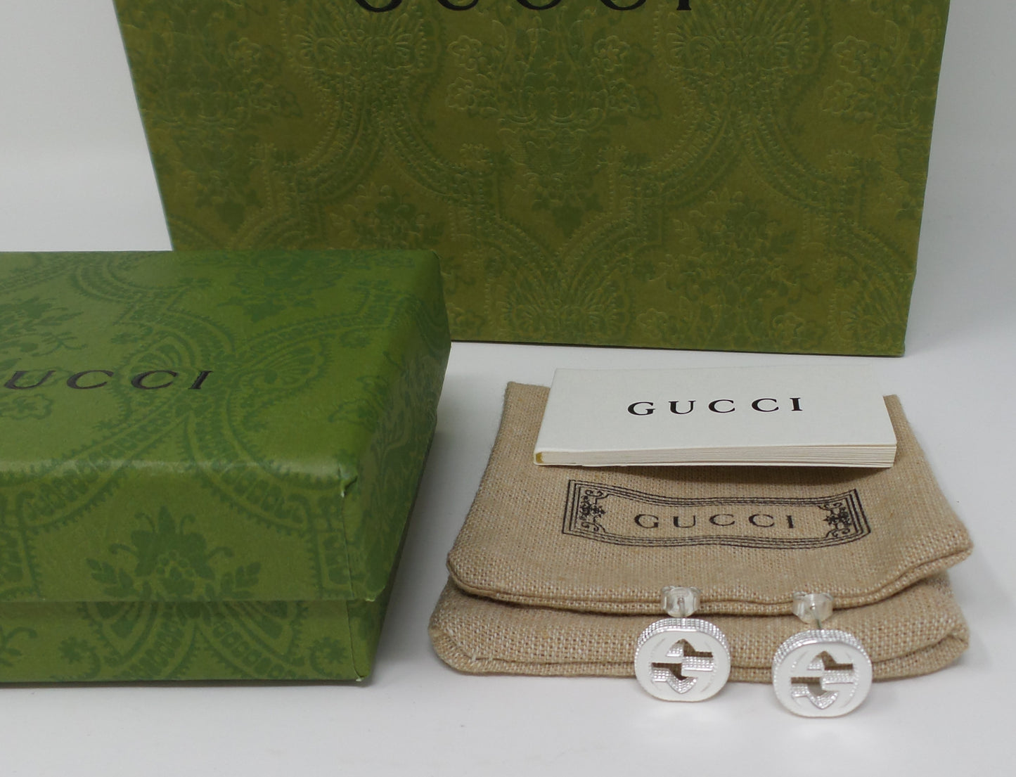 New 925 Silver Earrings Shiny Interlocking G