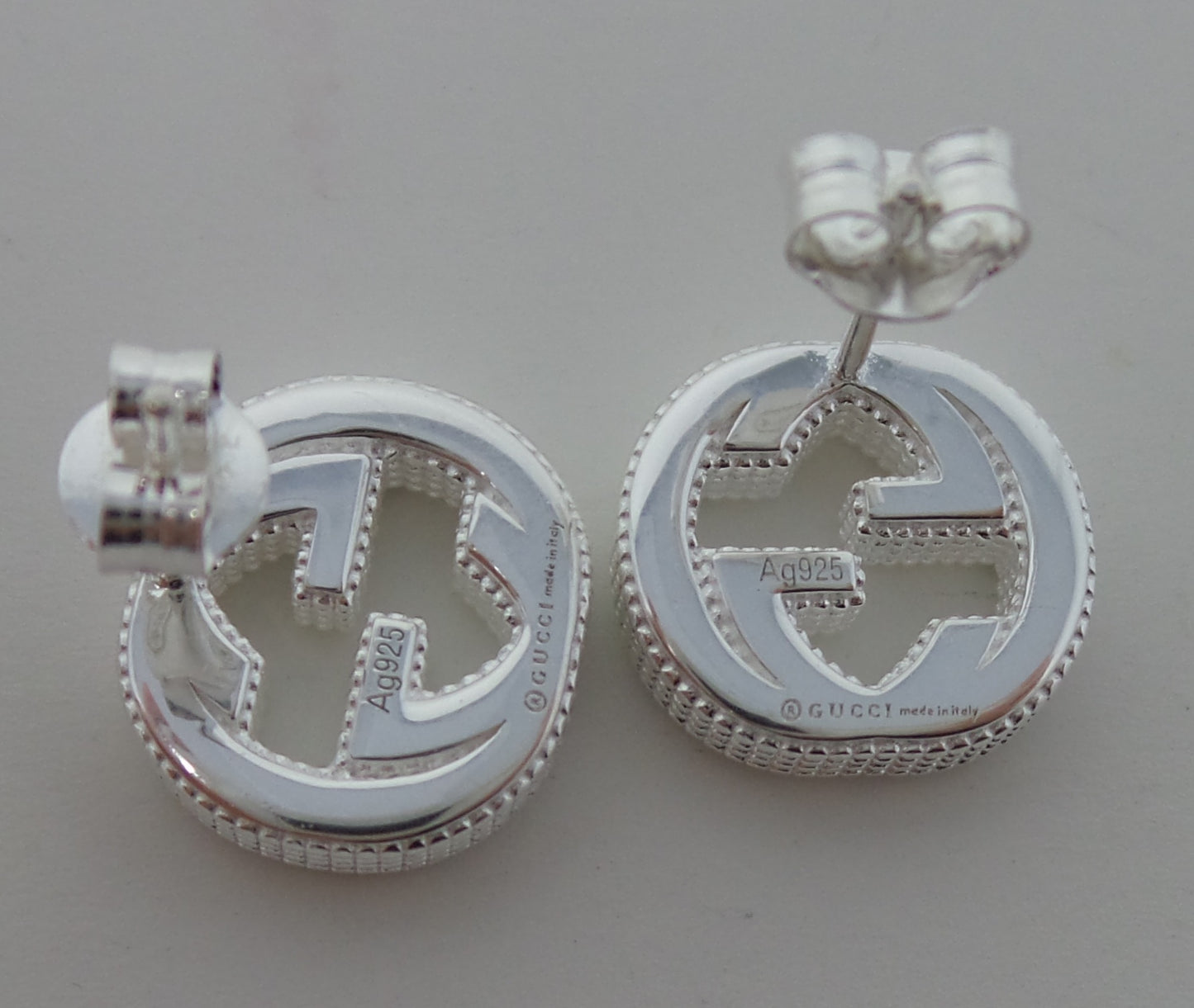 New 925 Silver Earrings Shiny Interlocking G