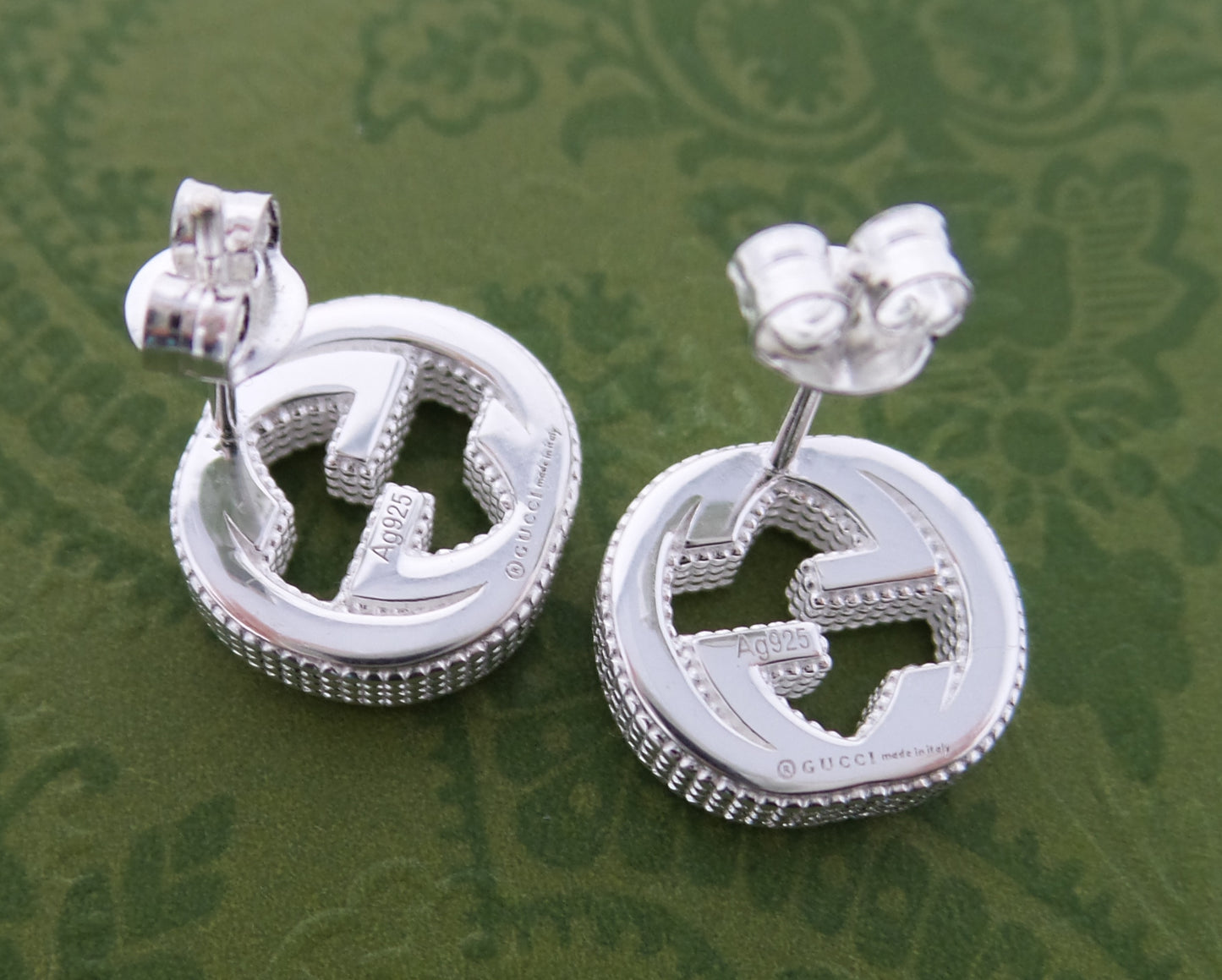New 925 Silver Earrings Shiny Interlocking G