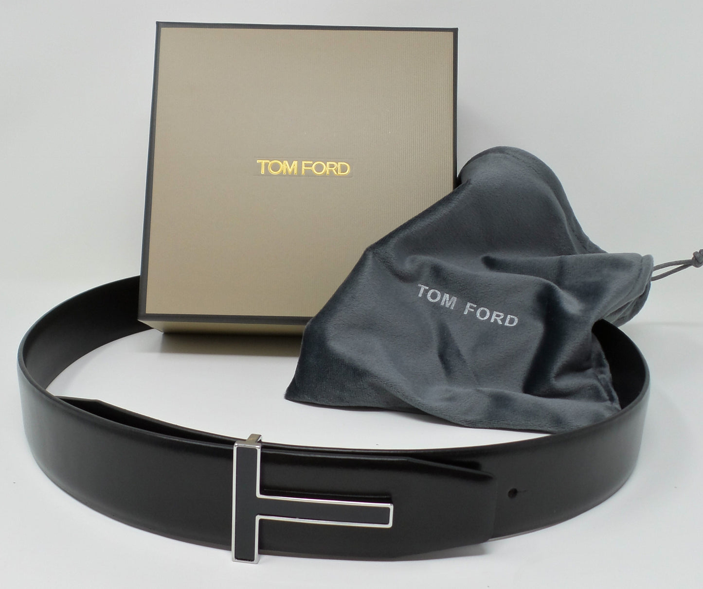 New Black Leather Belt With Black/Silver T Buckle
