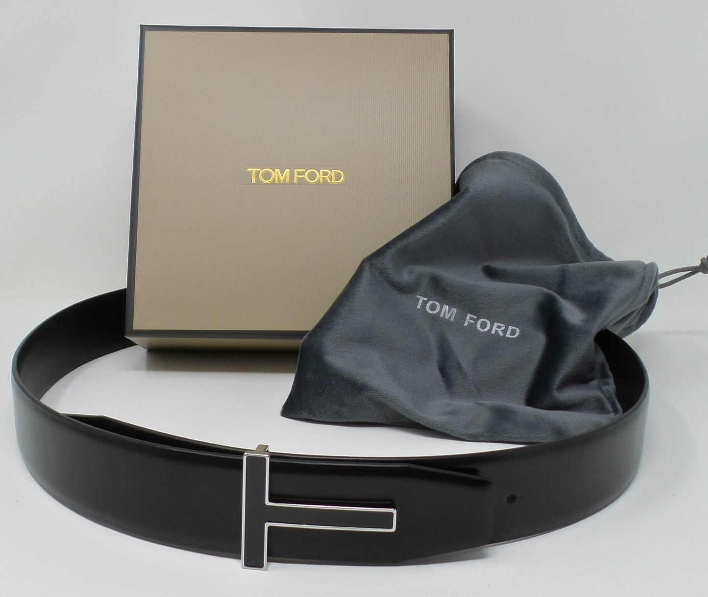New Black Leather Belt With Black/Silver T Buckle