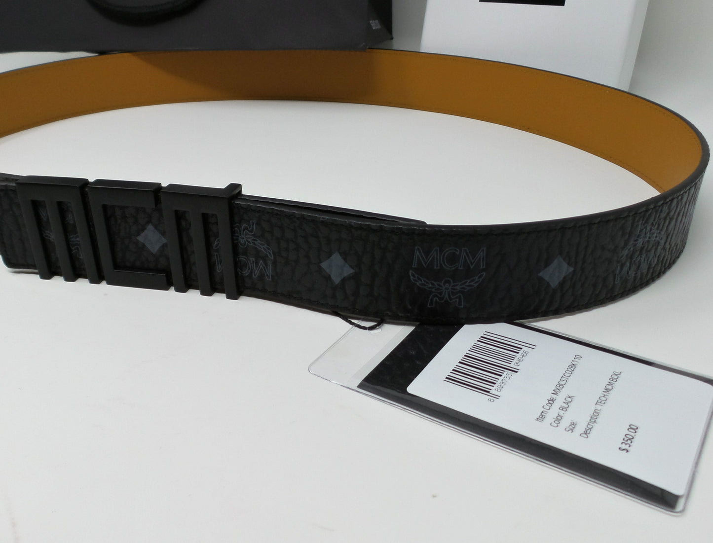 New Black/Grey Monogram Belt With Black Tech Logo Buckle