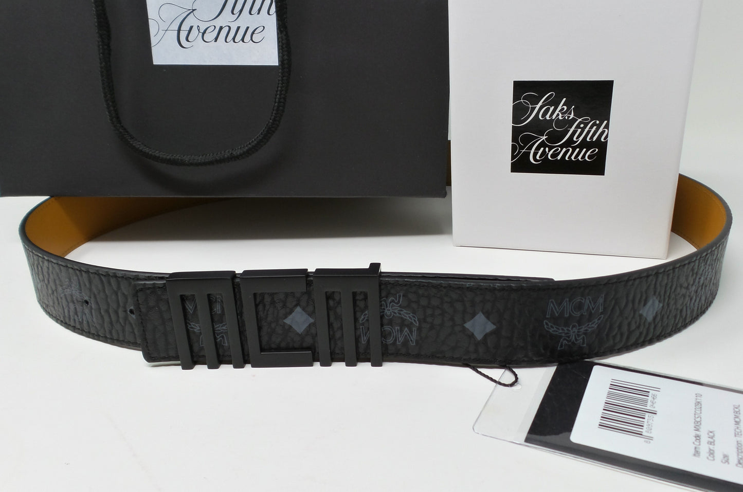 New Black/Grey Monogram Belt With Black Tech Logo Buckle