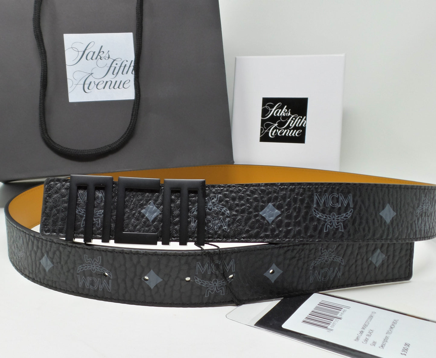 New Black/Grey Monogram Belt With Black Tech Logo Buckle