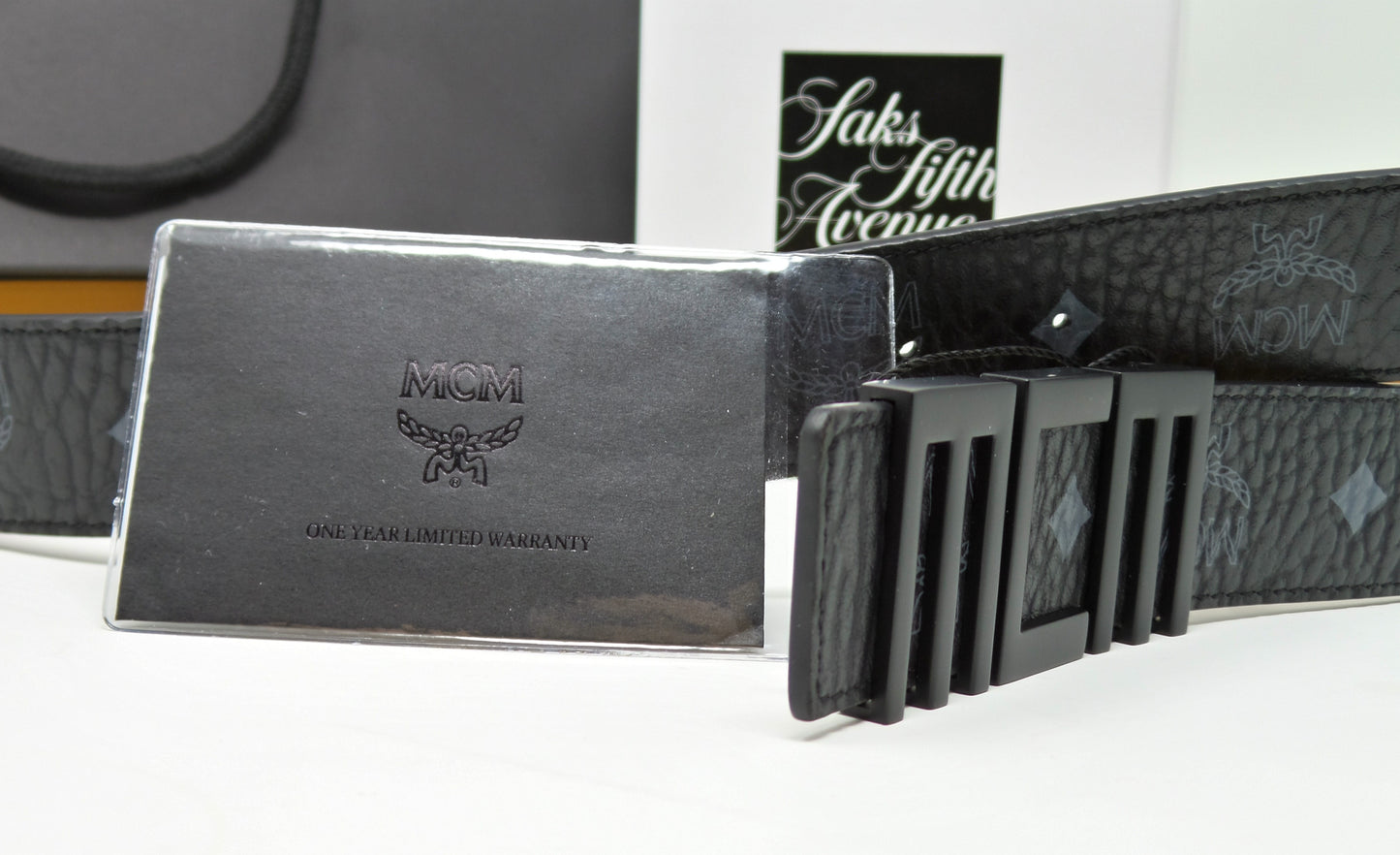 New Black/Grey Monogram Belt With Black Tech Logo Buckle
