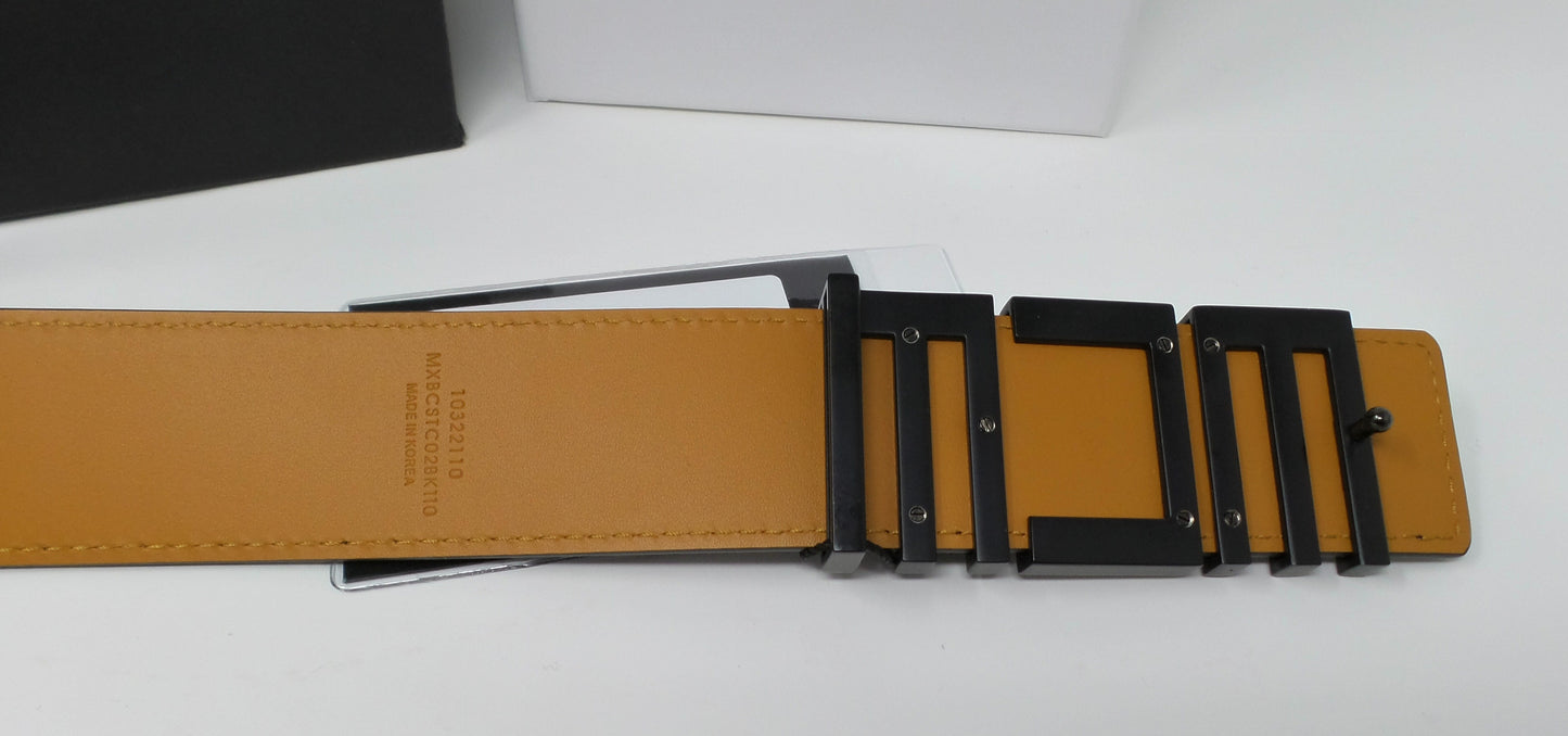 New Black/Grey Monogram Belt With Black Tech Logo Buckle