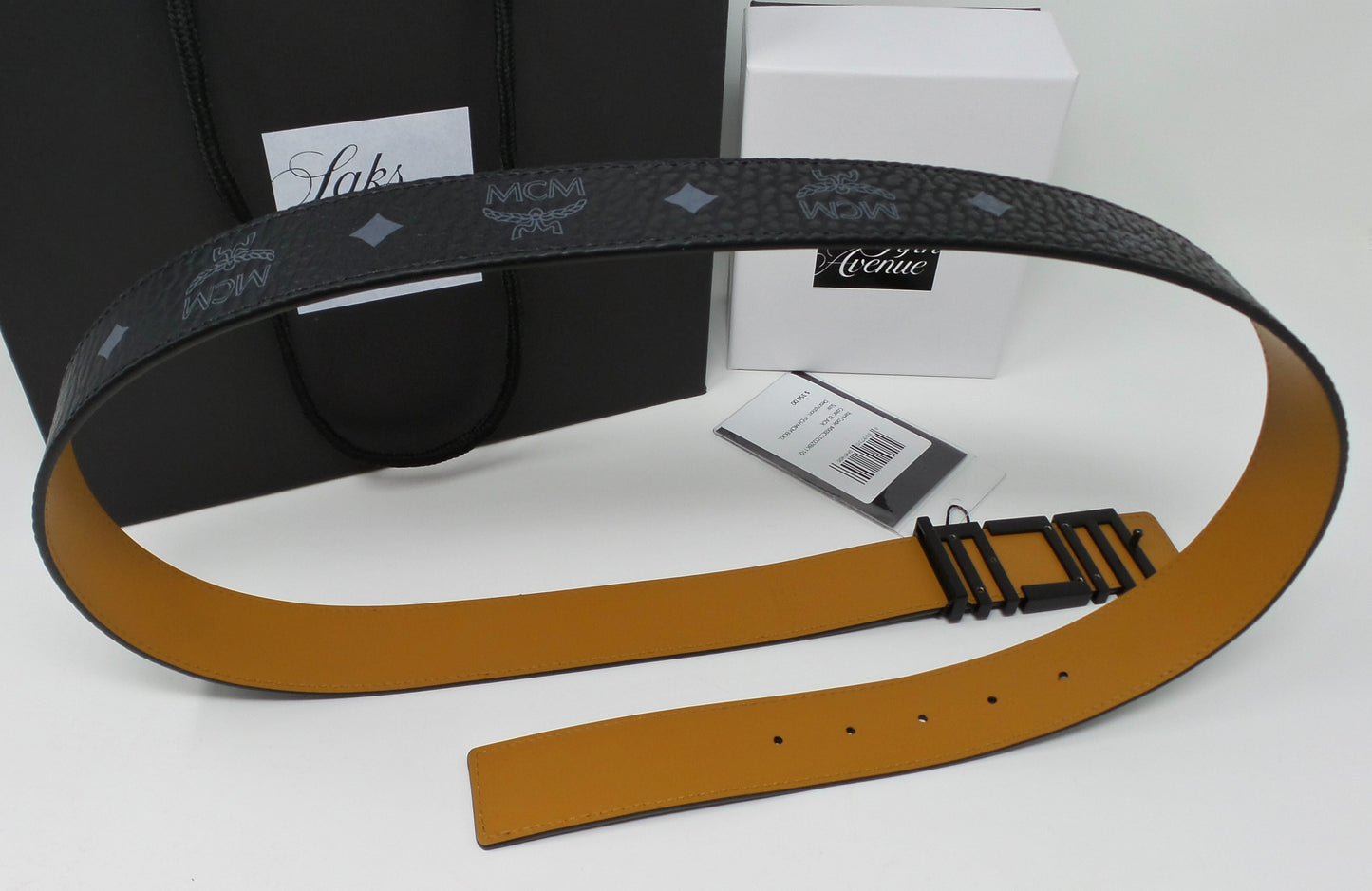 New Black/Grey Monogram Belt With Black Tech Logo Buckle
