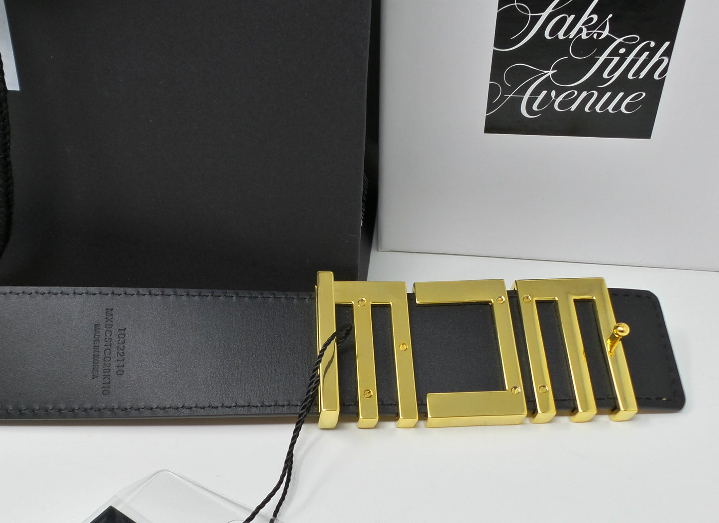 Cognac Monogram Belt With Tech Logo Gold Buckle