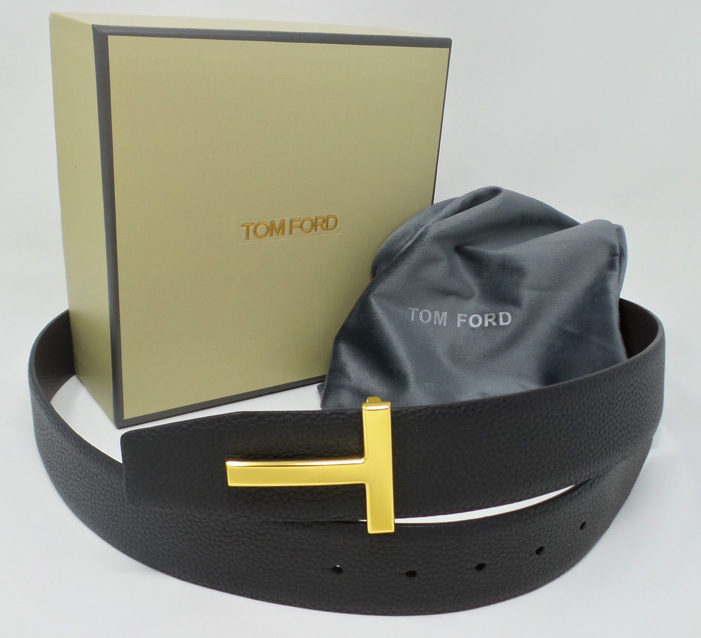 New Soft Grain Leather Reversible Black / Brown Belt With Gold T Buckle