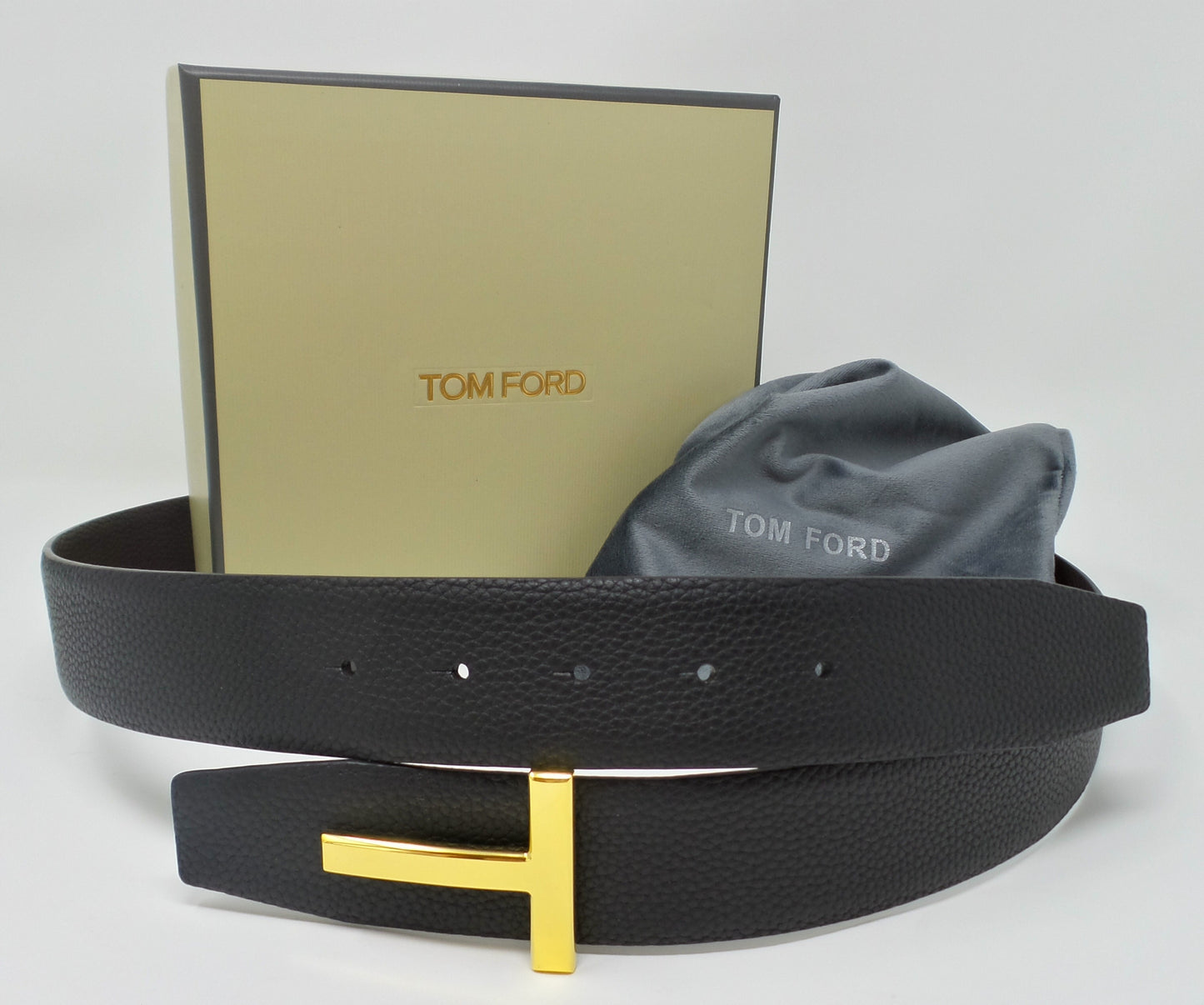 New Soft Grain Leather Reversible Black / Brown Belt With Gold T Buckle