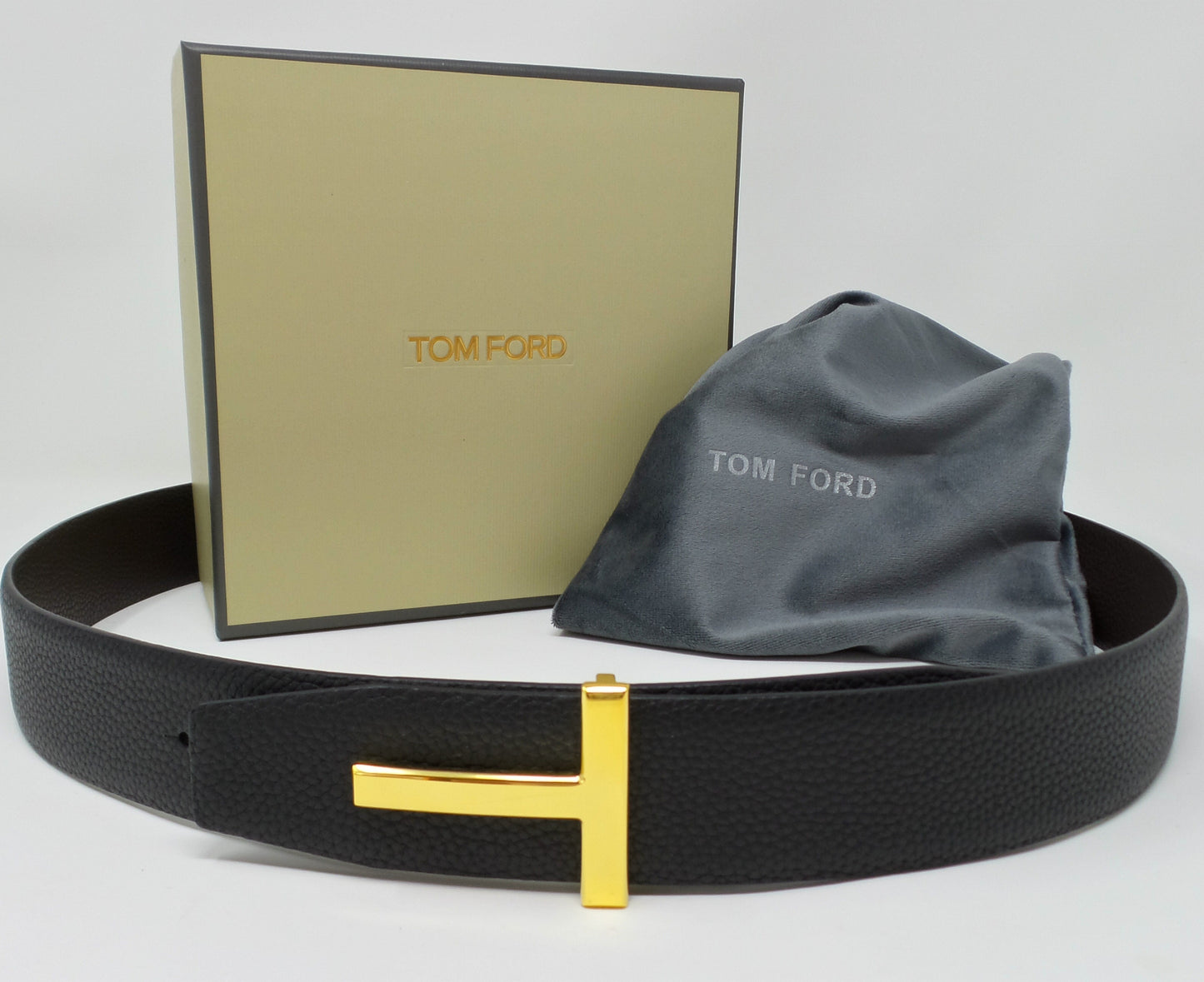 New Soft Grain Leather Reversible Black / Brown Belt With Gold T Buckle