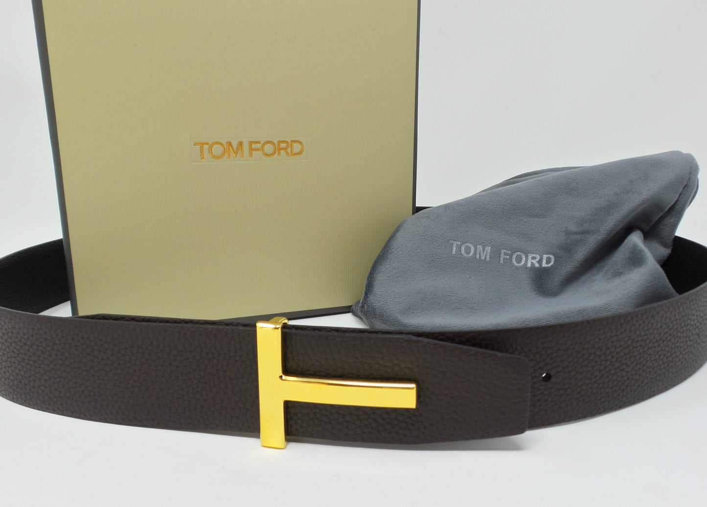 New Soft Grain Leather Reversible Black / Brown Belt With Gold T Buckle