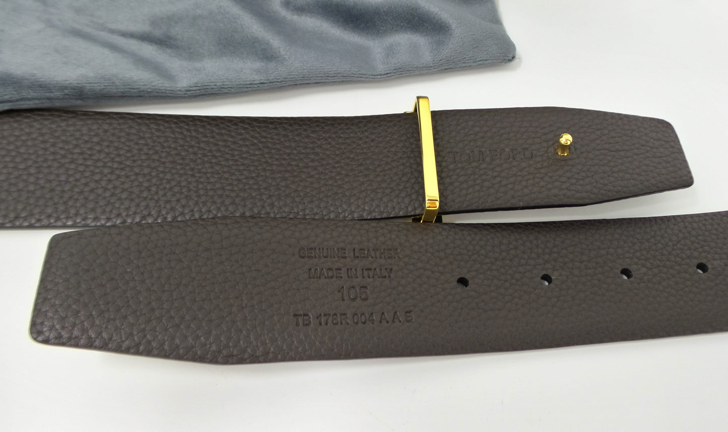 New Soft Grain Leather Reversible Black / Brown Belt With Gold T Buckle