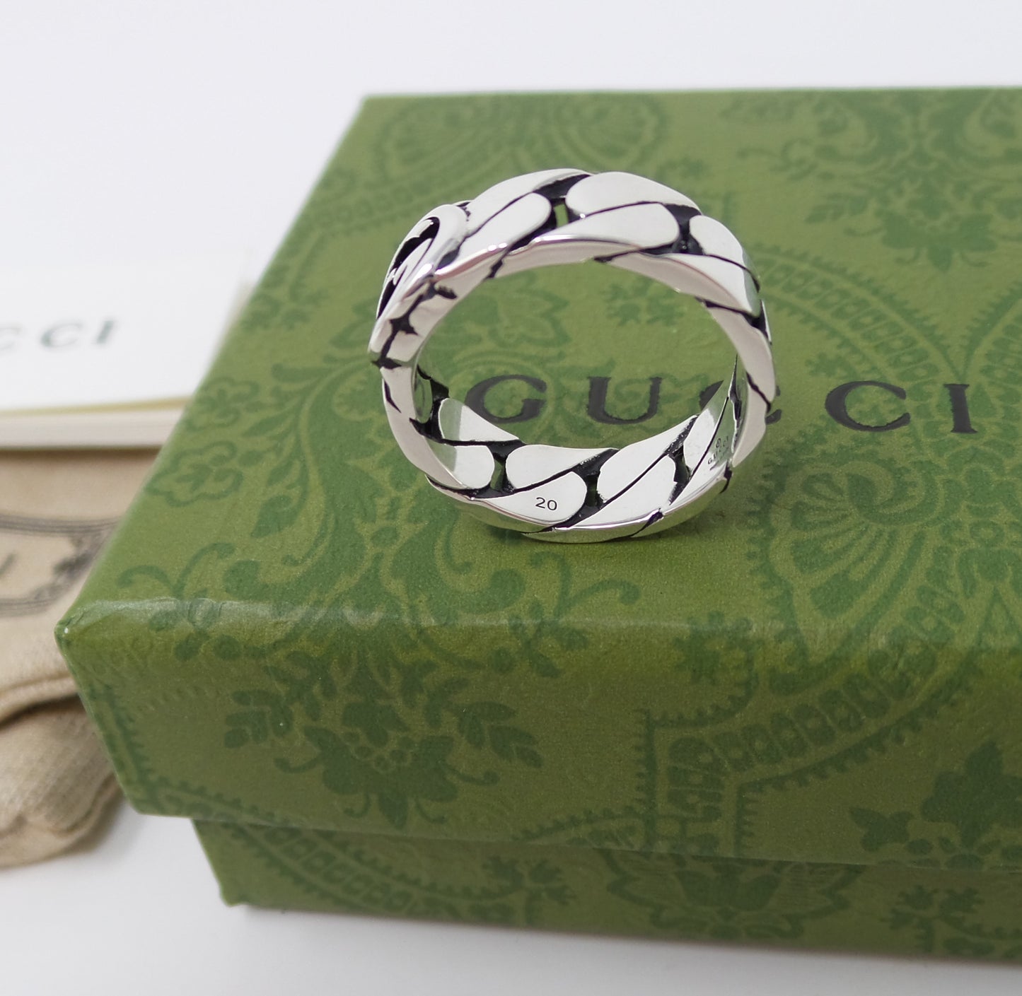 Unisex 925 Silver Ring with Interlocking G