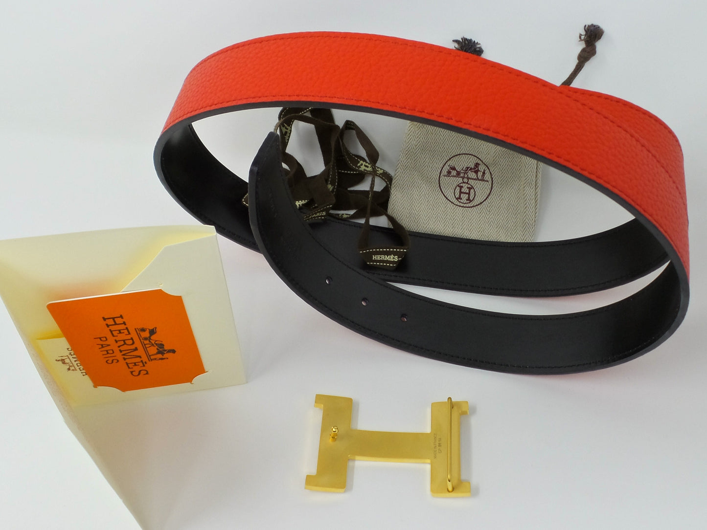 *Black Friday Sale* Red / Black Reversible Belt With Gold Constance Buckle Unisex