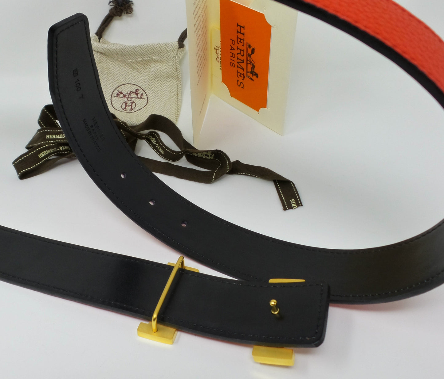 *Black Friday Sale* Red / Black Reversible Belt With Gold Constance Buckle Unisex